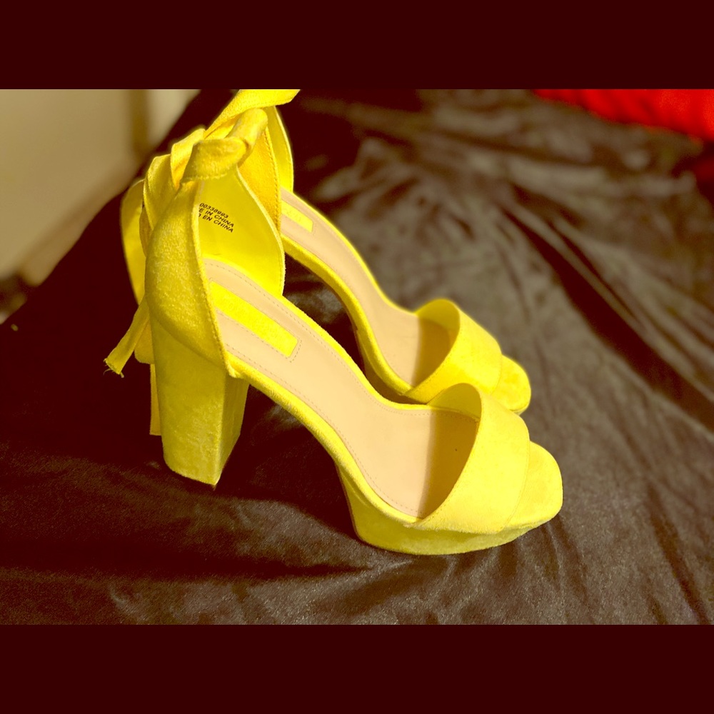 Forever 21 Yellow (Bright) Heels, Worn Once Only